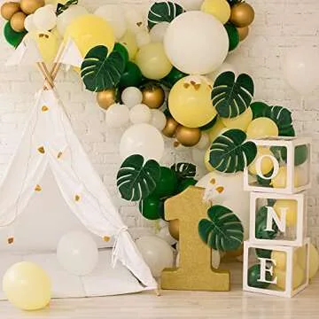 ATFL Artificial Palm Leaves,50 Pcs Big Leaf Placemat, Green Palm Leaves Party Decorations,Tropical Table Decor, Hawaiian Leaves Decor,Safari Leaves Decoration