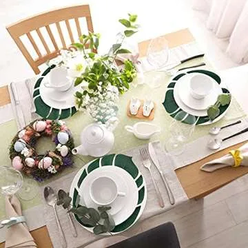 ATFL Artificial Palm Leaves,50 Pcs Big Leaf Placemat, Green Palm Leaves Party Decorations,Tropical Table Decor, Hawaiian Leaves Decor,Safari Leaves Decoration