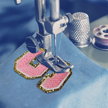 Zogify Iron on Letter Patches with Gold Glitters & Pink Chenille