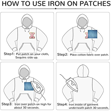 Zogify Iron on Letter Patches with Gold Glitters & Pink Chenille