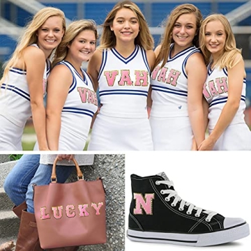 Zogify Iron on Letter Patches with Gold Glitters & Pink Chenille