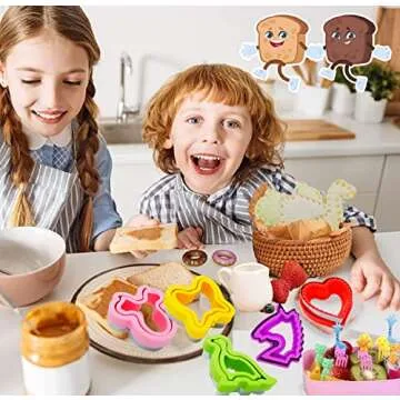 BANIC 24Pcs Sandwich Cutter and Sealer Set, Uncrustables Maker, Crustless Sandwich Cutter shapes Set Butterfly Unicorn Dino ect, Lunch & Bento Box Accessories,Bread Fruit Cookie Cutters for kids