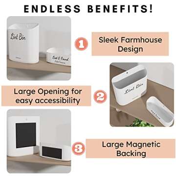 QUILIVIK Magnetic Lint Bin for Laundry Room Decor - Waste Lint Box - Lint Holder for Mounting on Dryer - Lint Holder Bins for Organzation