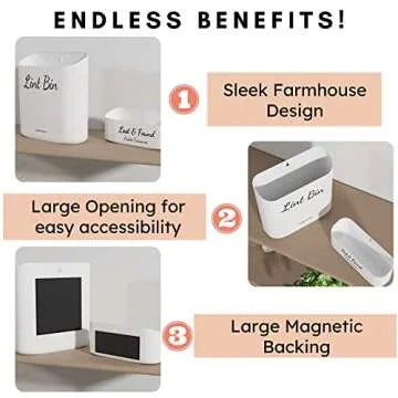 QUILIVIK Magnetic Lint Bin for Laundry Room Decor - Waste Lint Box - Lint Holder for Mounting on Dryer - Lint Holder Bins for Organzation