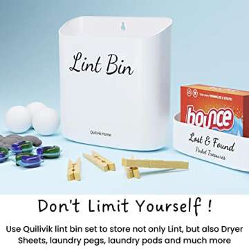 QUILIVIK Magnetic Lint Bin for Laundry Room Decor - Waste Lint Box - Lint Holder for Mounting on Dryer - Lint Holder Bins for Organzation