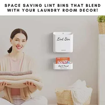 QUILIVIK Magnetic Lint Bin for Laundry Room Decor - Waste Lint Box - Lint Holder for Mounting on Dryer - Lint Holder Bins for Organzation