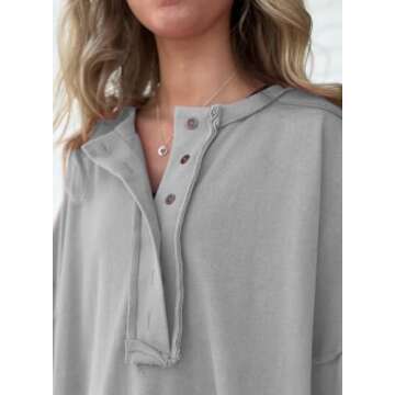 SHEWIN T Shirts for Women Trendy Casual Short Sleeve Shirts V Neck Lightweight Comfy Cute Tops Women's Clothing A Gray Medium