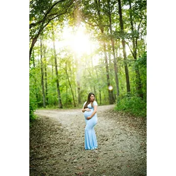 Molliya Maternity Off Shoulder Maxi Dress in Light Blue