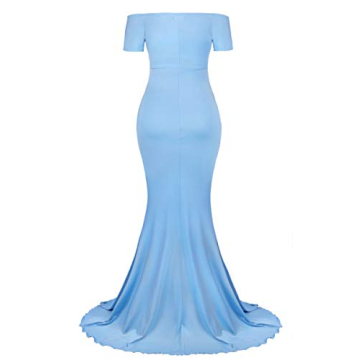 Molliya Maternity Off Shoulder Maxi Dress in Light Blue