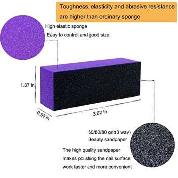 15 PCS Nail Files and Buffers Set Sanluba Emery Boards Professional Manicure Tool 100 180 Grit 3 Sided Coarse Buffing Block 60/80 for Gel Acrylic Polygel Natural Nails