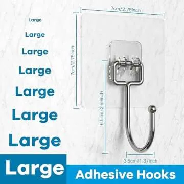 Large Self Adhesive Hooks for Heavy Duty Hanging