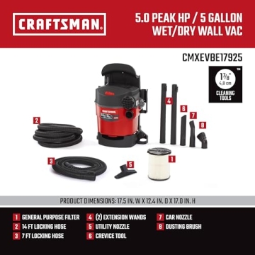 CRAFTSMAN Wall-Mounted 5.0 Peak HP Wet/Dry Vacuum