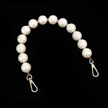 Xiazw Elegant Bead Pearl Handle Strap Chain Charms Accessory for Women Handbag,Purse,Clutch (Gold)