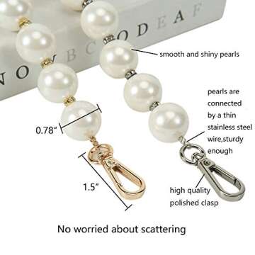 Xiazw Elegant Bead Pearl Handle Strap Chain Charms Accessory for Women Handbag,Purse,Clutch (Gold)