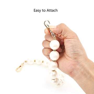 Xiazw Elegant Bead Pearl Handle Strap Chain Charms Accessory for Women Handbag,Purse,Clutch (Gold)