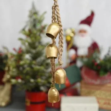 Vintage Christmas Bells Décor: Metal Cow Bells with Jute Rope