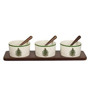 Portmeirion Spode Christmas Tree Holiday Serving Dishes - 7-Piece Set, Beige/Green, Ceramic Serving ...
