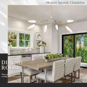 Modern 6-Light Chandelier Elegance Sputnik Chandelier for Dining Room L50’’ Large Glass Chandeli...