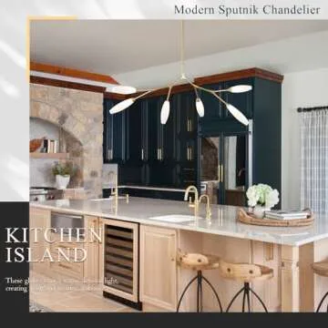 Modern 6-Light Chandelier Elegance Sputnik Chandelier for Dining Room L50’’ Large Glass Chandelier Adjustable Branch Pendant Light Fixture for Living Room Kitchen Bedroom