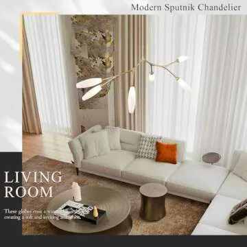 Modern 6-Light Chandelier Elegance Sputnik Chandelier for Dining Room L50’’ Large Glass Chandelier Adjustable Branch Pendant Light Fixture for Living Room Kitchen Bedroom