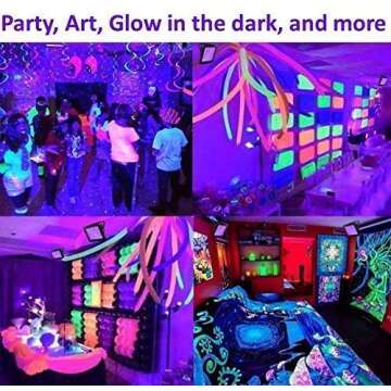 HouLight UV LED Black Light, High Power 20W LED Black Light Flood Light IP65-Waterproof (85V-265V AC) for Halloween, Blacklight Party, Neon Glow, Glow in The Dark, Birthdays, Blacklights, Curing