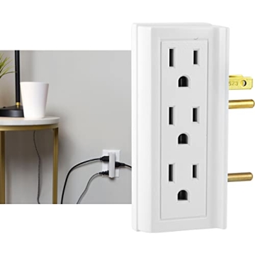 GE 6-Outlet Extender, Side Access Wall Tap, 3-Prong, Multiple Plug, Vertical Power Splitter, Cruise ...