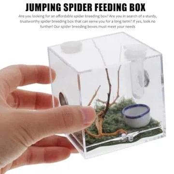 VILLCASE Spider Terrarium, Acrylic Reptile Breeding Box Jumping Spider Enclosure with Dropper Tongs for Tarantula Scorpion Sling Snake Gecko