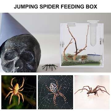 VILLCASE Spider Terrarium, Acrylic Reptile Breeding Box Jumping Spider Enclosure with Dropper Tongs for Tarantula Scorpion Sling Snake Gecko