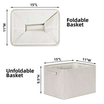 HNZIGE Large Fabric Storage Baskets for Storage 3 Pack Shelf Closet Storage Bins Baskets for Organiz...