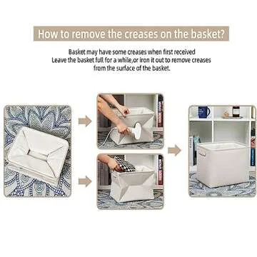 HNZIGE Large Fabric Storage Baskets for Storage 3 Pack Shelf Closet Storage Bins Baskets for Organizing Linen Cloth Decorative Baskets Organizers Home Nursery Toy Cream 15“ x 11” x 9“