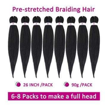 Youngther Pre stretched Braiding Hair 26 inch Soft Braiding Hair Pre Stretched Box Braiding hair Syn...