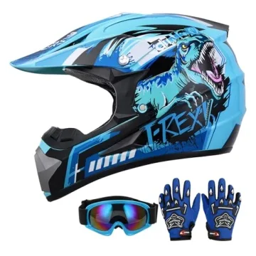 Durable OUMURS DOT Youth Dirt Bike Helmet with Goggles & Gloves for Ages 5-14