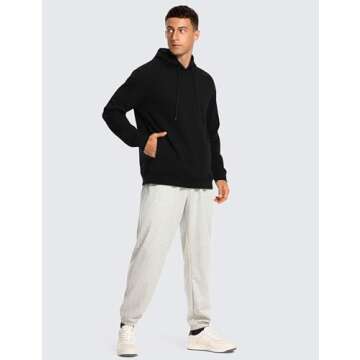 CRZ YOGA Hoodies for Men French Terry Hooded Sweatshirts Workout Athletic Casual Pullover Tops with Pocket Black Small