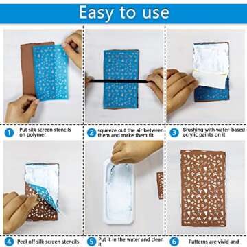 MEMOVAN Christmas Silk Screen for Polymer Clay 3Pcs Reusable Christmas Silk Screen Stencils for Polymer Clay Cutters Printing on Clay Kit for Jewelry Making Christmas Earring Decoration