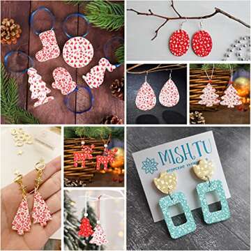 MEMOVAN Christmas Silk Screen for Polymer Clay 3Pcs Reusable Christmas Silk Screen Stencils for Polymer Clay Cutters Printing on Clay Kit for Jewelry Making Christmas Earring Decoration