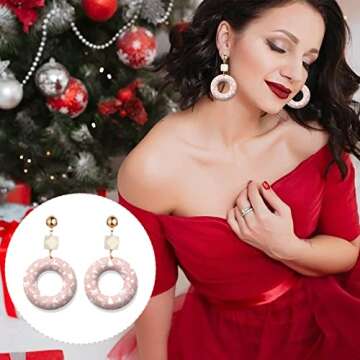 MEMOVAN Christmas Silk Screen for Polymer Clay 3Pcs Reusable Christmas Silk Screen Stencils for Polymer Clay Cutters Printing on Clay Kit for Jewelry Making Christmas Earring Decoration