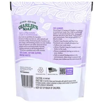 Charlie's Soap Booster & Hard Water Treatment 160 Loads (2.64 Lbs, 1 Pack) Natural Powdered Water Softener and Laundry Booster – Safe and Effective