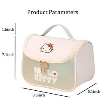 WIEEZN Cute Toiletry Bag for Women Girls, PU Leather Translucent Waterproof Makeup Cosmetic Bag, Travel Makeup Bag Organizer