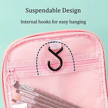 WIEEZN Cute Toiletry Bag for Women Girls, PU Leather Translucent Waterproof Makeup Cosmetic Bag, Travel Makeup Bag Organizer