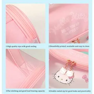 WIEEZN Cute Toiletry Bag for Women Girls, PU Leather Translucent Waterproof Makeup Cosmetic Bag, Travel Makeup Bag Organizer