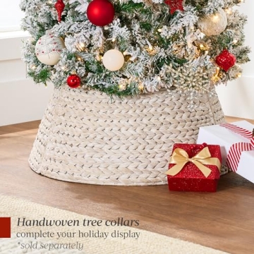 Best Choice Products Flocked Pencil Christmas Tree, Pre-Lit Slim Artificial Holiday Decoration, 6ft Lighted Skinny w/Base, Warm White Lights