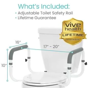 Vive Toilet Safety Rail - Adjustable Grab Bar for Safety