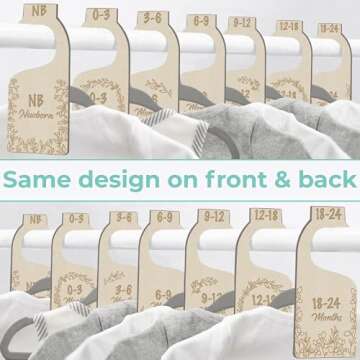 Baby Closet Size Dividers - 7X Premium Wood Nursery Closet Dividers for Baby Clothes - Botanical Greenery Leaf Plant Boho Nursery Decor - Baby Closet Dividers for Boy or Girl - [Wood]