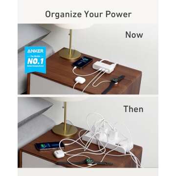 Anker 521 Power Strip - Charging Station with 3 Outlets, 30W USB C Charger for iPhone 14/13, 5 ft Ex...