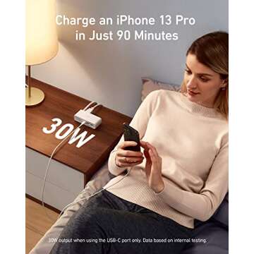 Anker 521 Power Strip - Charging Station with 3 Outlets, 30W USB C Charger for iPhone 14/13, 5 ft Extension Cord, Power Delivery for High-Speed Charging, for Home, Office, Dorm Room, Travel