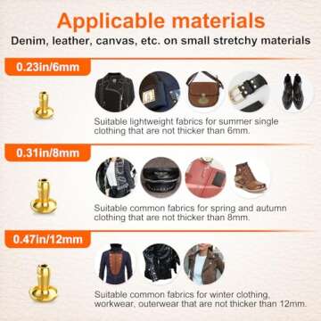 Alritz 240 Sets Leather Rivets, Double Cap Rivet Tubular 4 Colors 2 Sizes Metal Studs with Fixing Tools for DIY Leather Craft/Clothes/Shoes/Bags/Belts Repair Decoration