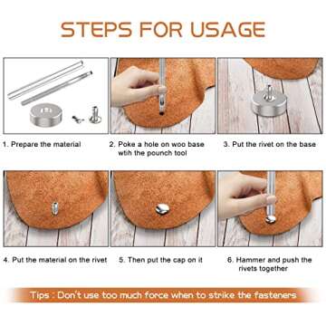 Alritz 240 Sets Leather Rivets, Double Cap Rivet Tubular 4 Colors 2 Sizes Metal Studs with Fixing Tools for DIY Leather Craft/Clothes/Shoes/Bags/Belts Repair Decoration