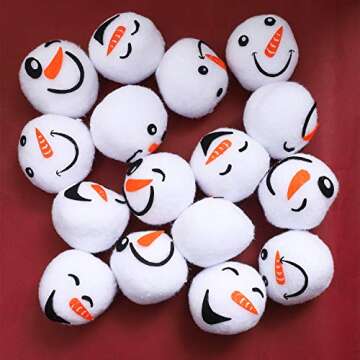Cooraby 18 Pieces 2.4 Inches Snow Toy Ball Set Fun Set Plush Snowmen Balls Fake Snow Toy Ball Set Realistic and Interesting for Winter Game (Snowman A)