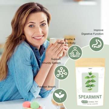 Pure Spearmint Tea Bags, 30 Count - Caffeine Free and Natural