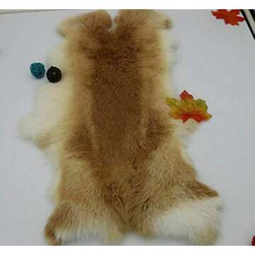 Tanned Natural Real Fur Rabbit Skin Pelt Hide Decorative Craft Grade Rabbit Pelts Sewing Quality Leather Rug Blanket（10'' by 12'' Yellow Cattle）